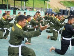 Prajurit Kodim 0117/Aceh Tamiang Ikuti Ujian Kenaikan Tingkat Pencak Silat Militer (PSM)