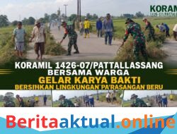 Koramil 1426-07/Pattallassang Bersama Warga Gelar Karya Bakti Bersihkan Lingkungan Pa’rasangan Beru