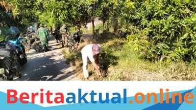 Karya Bakti Koramil 1426-04/Galesong Bersama Warga Wujudkan Lingkungan Bersih di Dusun Borongjati