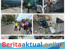 Jalinsum Geger! Truk Tangki Oleng Hantam Rumah Warga di Perbaungan