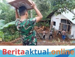 CUACA EKSTREM TIDAK MENJADI HALANGAN, SATGAS TMMD KE-130 KODIM 0625/PANGANDARAN TETAP TEKUN BANGUN RUTILAHU WARGA DI DESA BANGUNJAYA